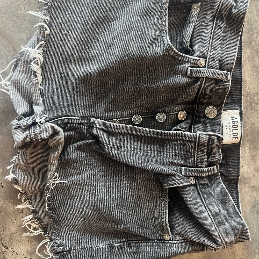 Agolde Charcoal Denim Button-Fly Shorts